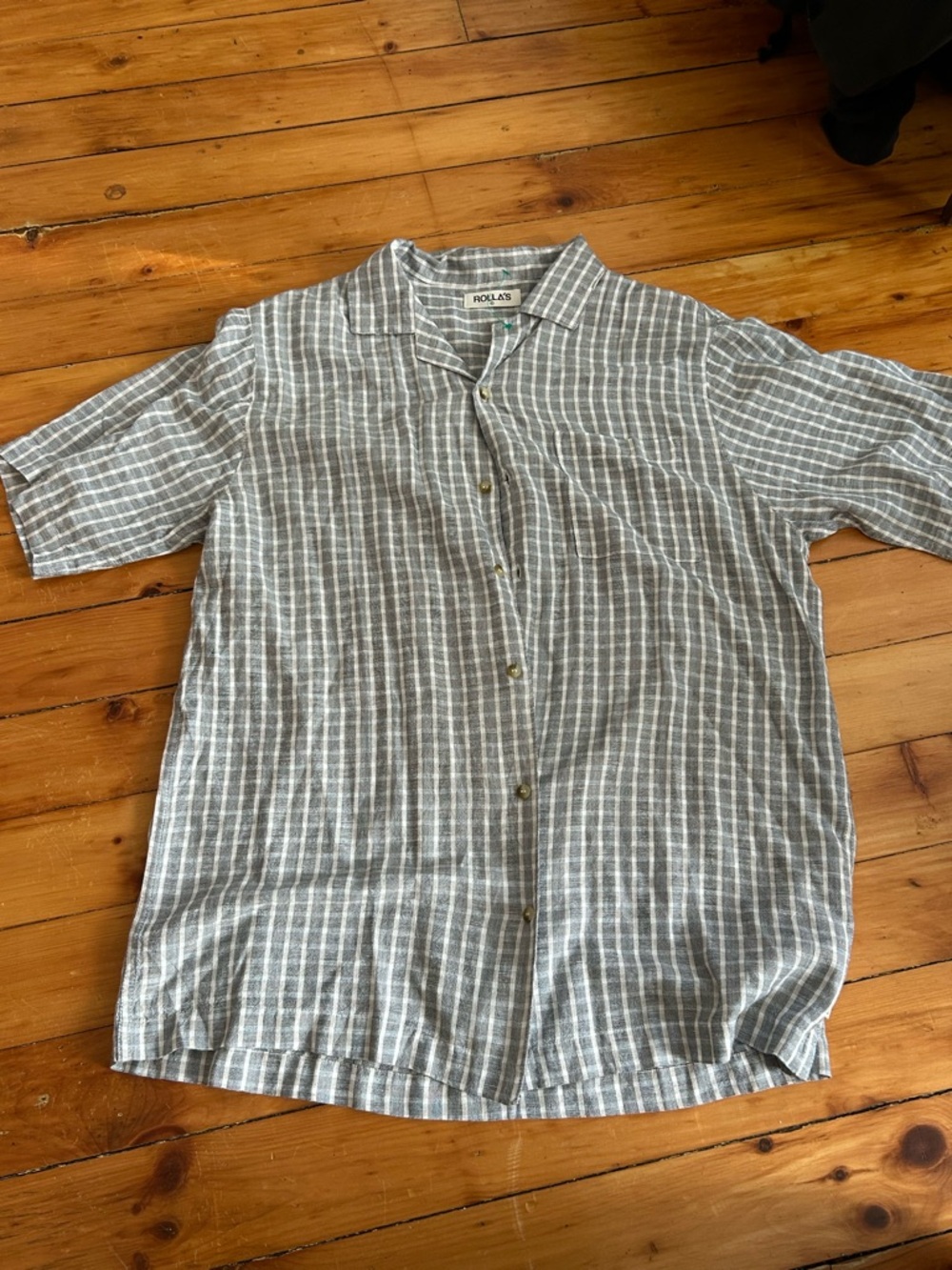 Rolla’s linen blend plaid men’s short sleeve button down shirt xl